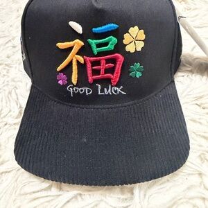 JC Black Embroidered "Good Luck" Baseball Cap